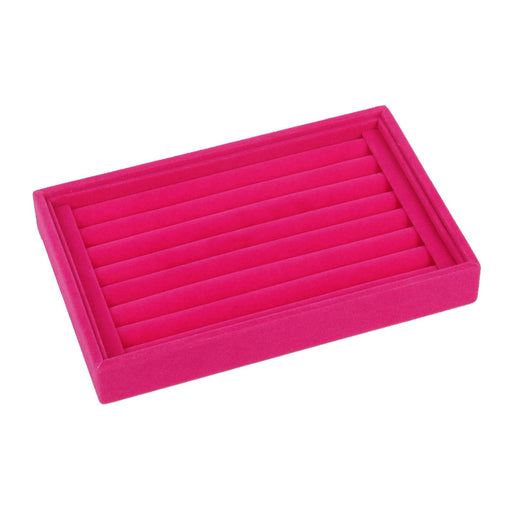 Crofta Jewelry Storage Tray for Earrings Bracelet Women 227x146x31mm Flannel Pink