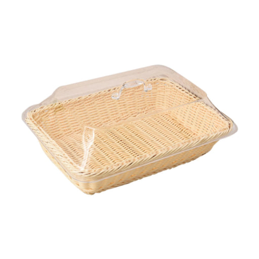 Crofta Bread Basket Imitation Rattan Holder Fruit Tray for Table Picnic Coffee Shop 45cmx35cmx15cm