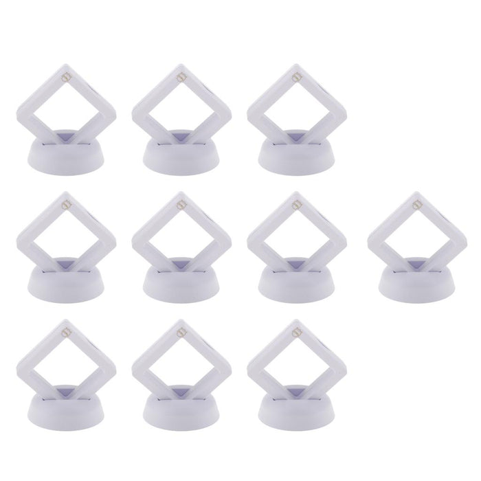 Crofta 10pcs 3D Floating Coins Frame Rack Jewelry Display Stand Case Holder White