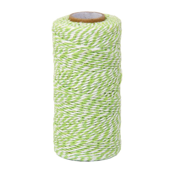 Crofta 100M Wrap Gift Cotton Rope Ribbon Twine Rope Cord String Light Green, White