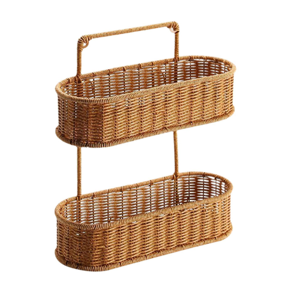 2 Tier Hanging Fruit Basket Woven Hanging Organizer Basket for Bedrooms Home Oval