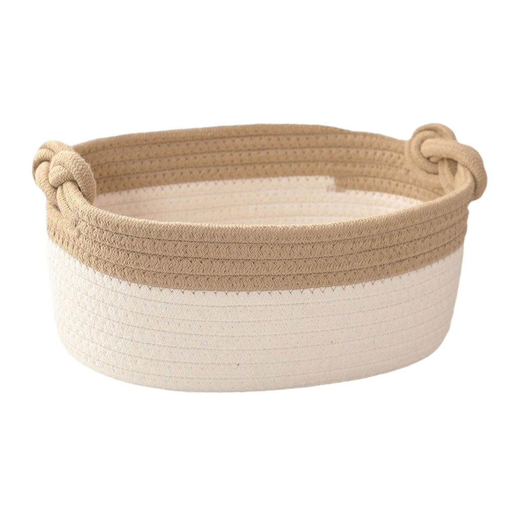 Cotton Rope Basket Bin Woven Basket for Cosmetics Towel Storage Baby Dog Toy Khaki