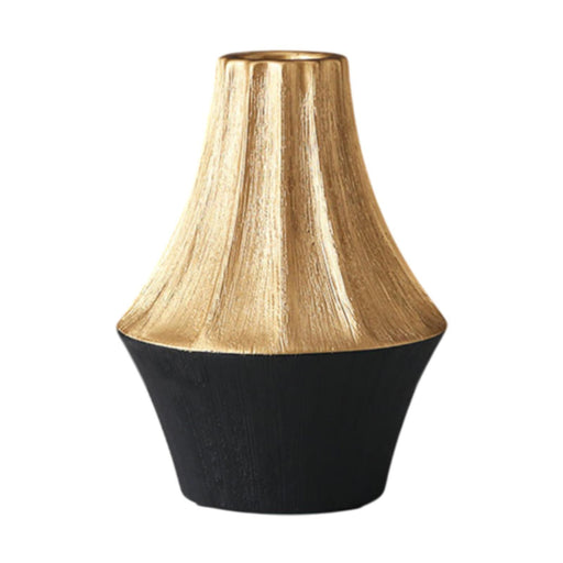 Crofta Ceramic Flower Vase Pot 6.1x8.2inch for Kitchen Study Mantel End Table Decor Black Golden