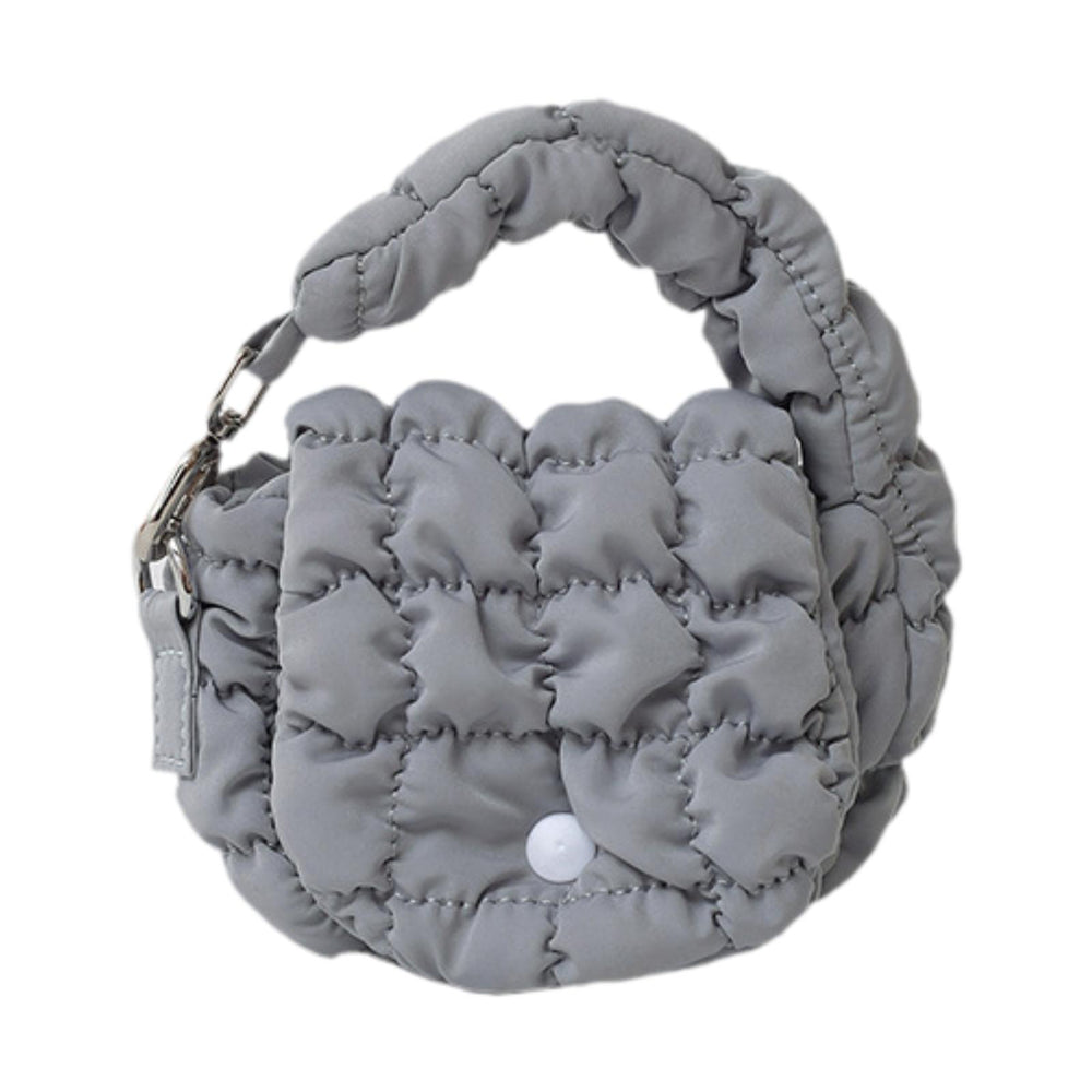 Women's Quilted Handbag Pleated Bag Fashion Change Pouch for Shopping Dating Gray