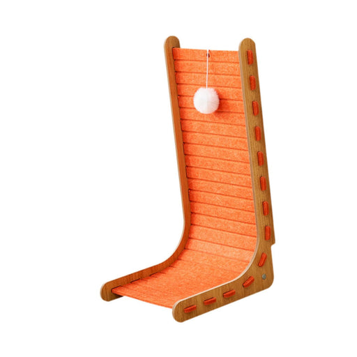 Crofta Cat Scratch Post Lounge Bed L Scratcher Felt Gifts Wood Cardboard Pad orange