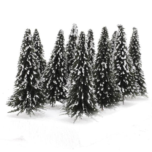 Crofta 10pcs White Dark Green Scenery Landscape Model Cedar Trees 12cm