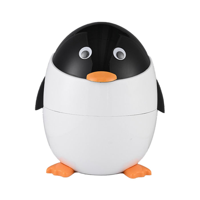 Trash Can Cute Penguin Garbage Can Flip Lid for Kitchen Bathroom Living Room