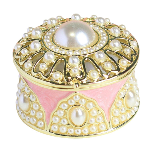 Crofta Trinket Box Metal Gift for Women Treasure Case for Earrings Necklace Dresser Pink