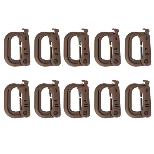 Crofta 10pcs D-ring tactical molle Locking webbing buckle carabiner Climbing -Brown