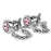 Crofta 1 Pair Men's Wrap Around Chain Pink Crystal Cuff links Cufflinks Wedding Party