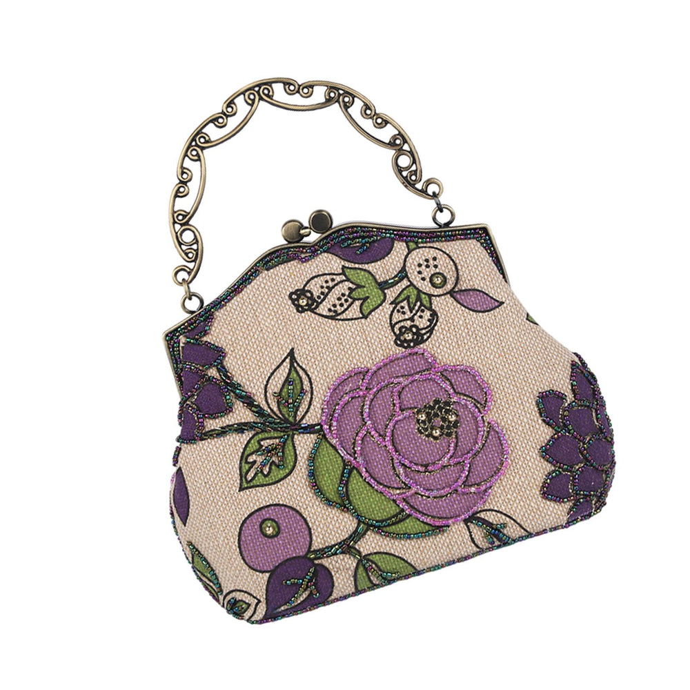 Handmade Bead Embroidery Bag Female for Thanksgiving Commuting Birthday Gift Purple