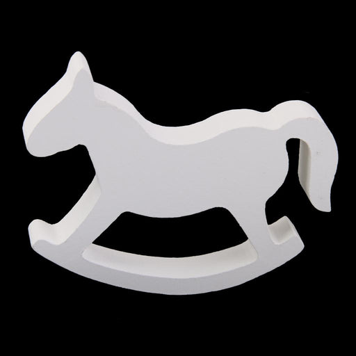 Crofta White Wooden Small Rocking Horse Wedding Home Decor Kids Toys