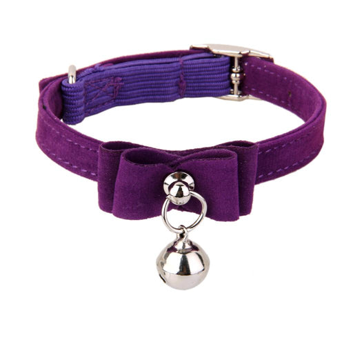 Crofta Adjustable Pet Kitten Cat Puppy Safety Collar Bell Buckle Neck Strap Purple