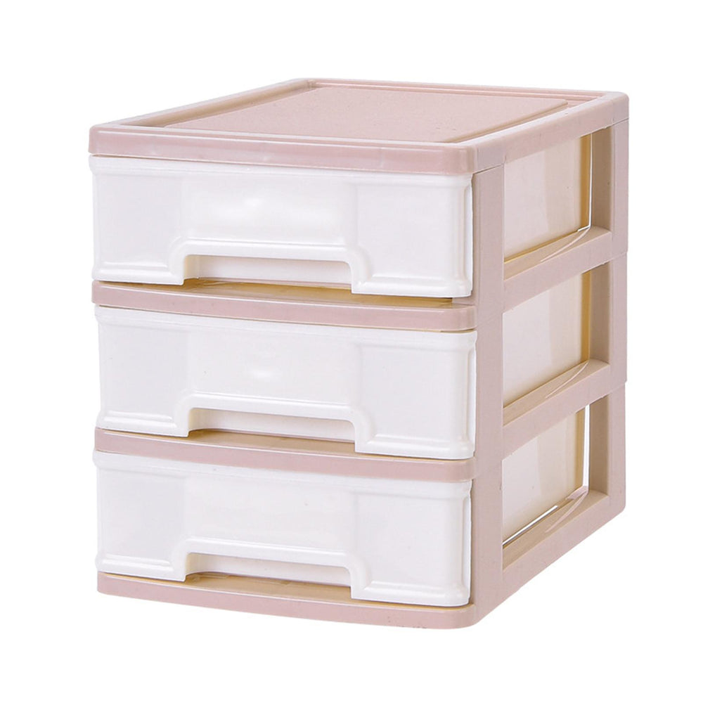 Storage Drawer 3 Layers Space Saving Jewelry Case for Desk Office Toiletries Pink