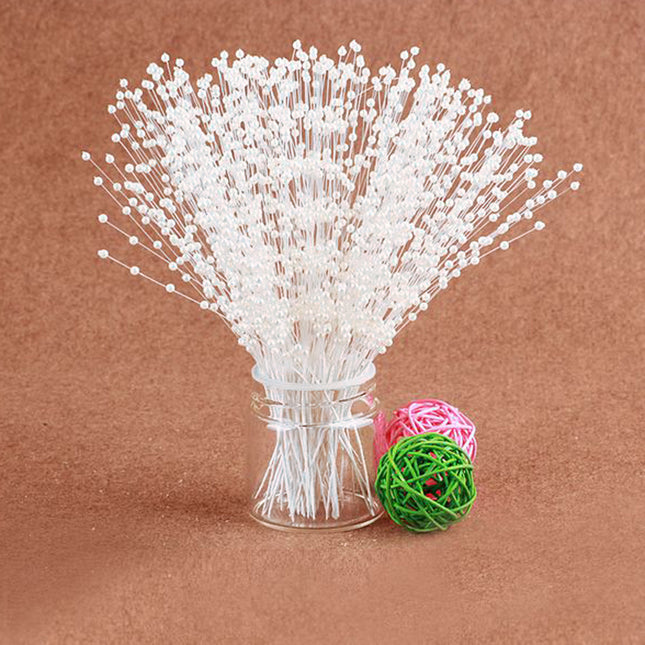 Crofta 100 Stems Handmade White Pearl Bead Spray Wedding Bouquet Cakes Crafts