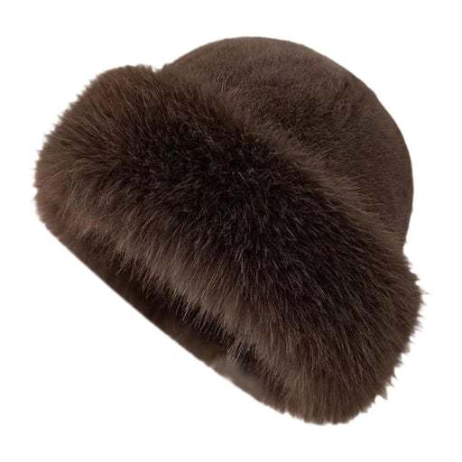 Winter Faux Fur Hat for Women Warm Cossack Russian Hat for Ski Walking Brown