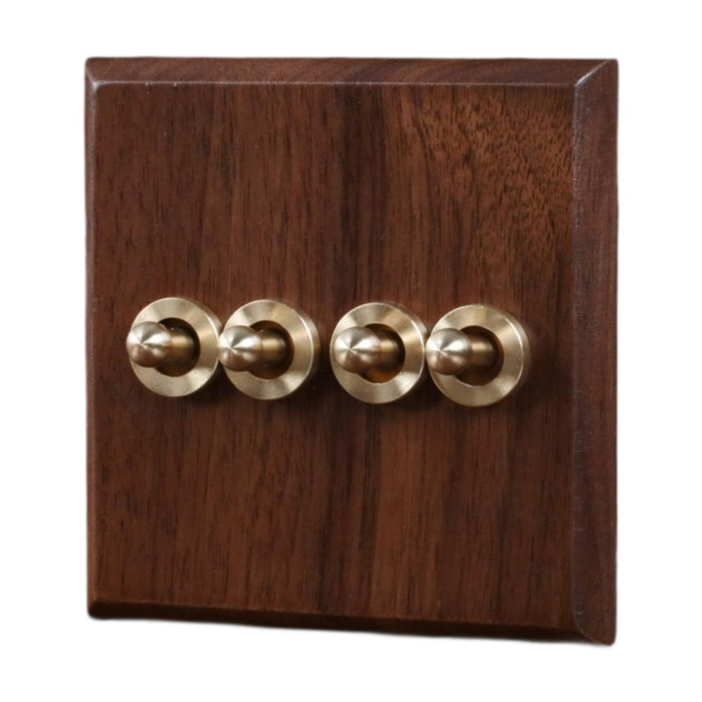 Crofta Wooden Lighting Switch Plate Premium Outlet Panel for Hotel Kitchen Room Four Levers