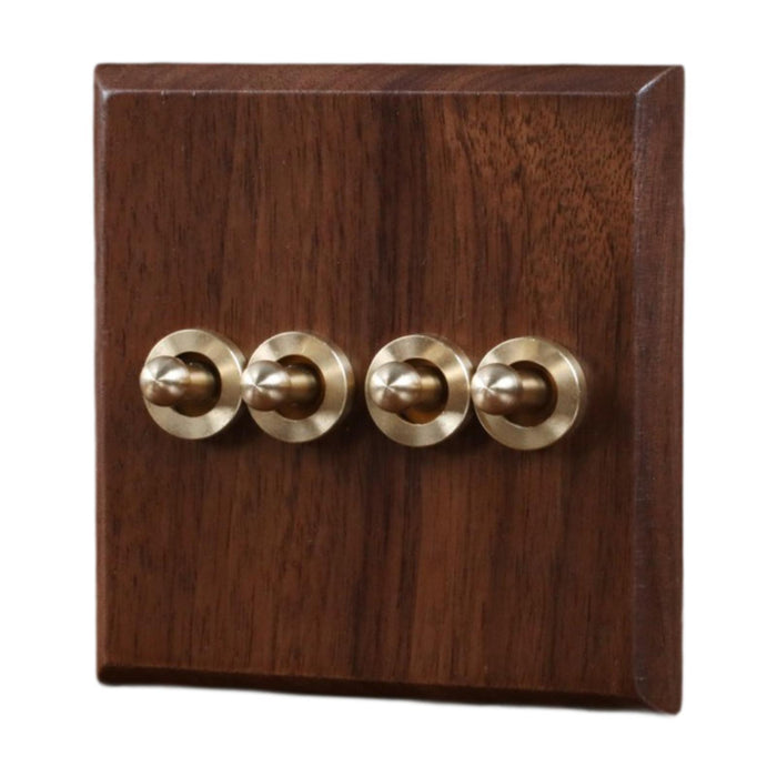 Crofta Wooden Lighting Switch Plate Premium Outlet Panel for Hotel Kitchen Room Four Levers