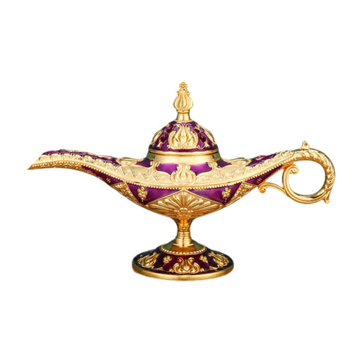 Crofta Genie Lamp Incense Burner Ornament Vintage for Housewarming Office Tea House Gold Purple