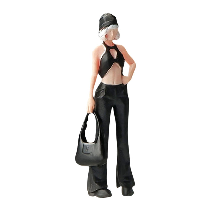 Crofta 1:64 Scale Models Character Ornament Miniature Figure Miniature Scenes Decor Carry Bag Girl