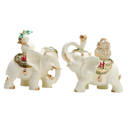 Crofta 1 Pair Good Luck Elephant Statues Table Decoration for Living Room Versatile White