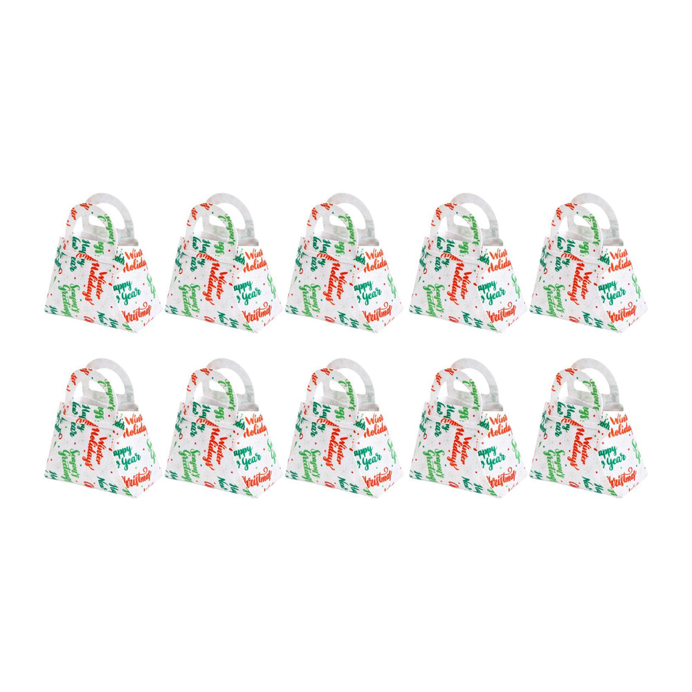 10Pcs Party Favor Boxes Holiday Christmas Gift Bags for Candy Cupcake Bakery White