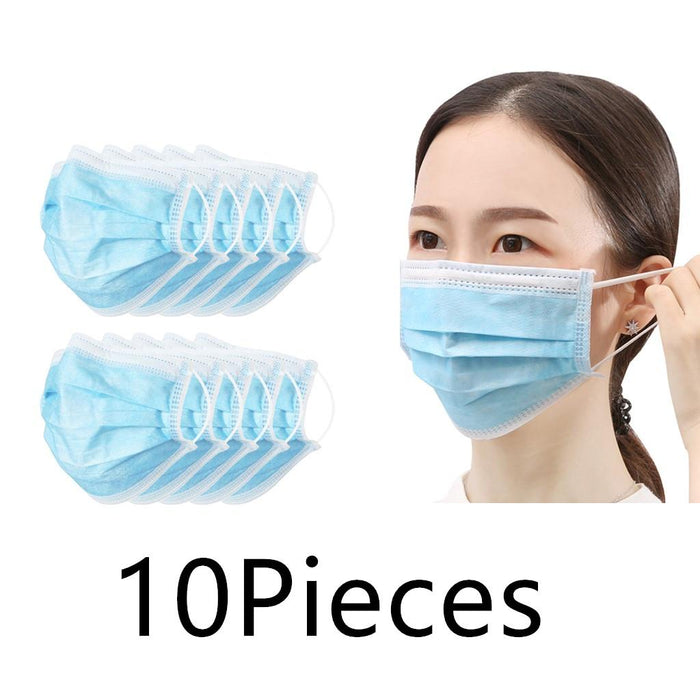 Crofta 10x 3 Ply Disposable Protective Face Mouth Mask Anti Dust Droplets Spreading