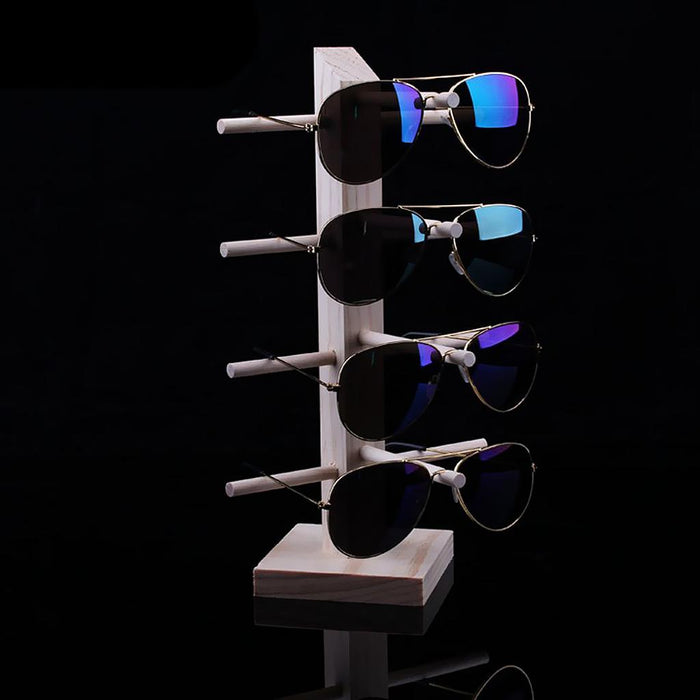 Crofta Wood Sunglasses Eyeglass Rack Display Stand Holder Single Line for 4 Pairs