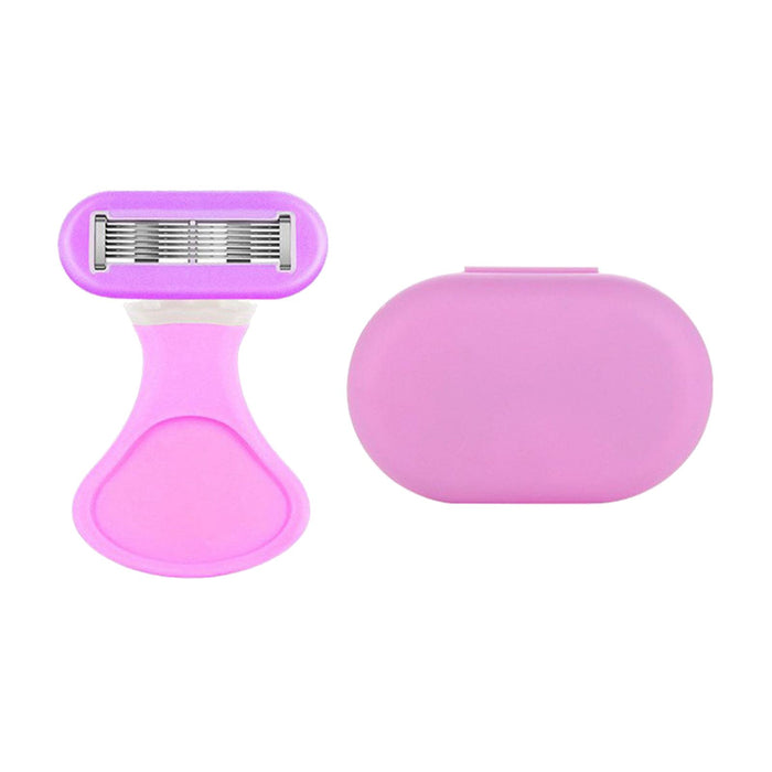 Women's Razor 6 Blades with Travel Case Portable for Armpit Arm Leg Purple