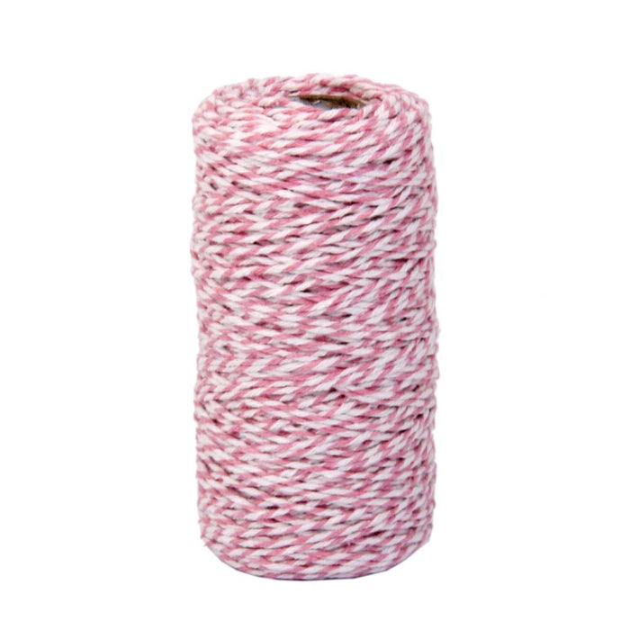 Crofta 100M Wrap Gift Cotton Rope Ribbon Twine Rope Cord String Pink, White