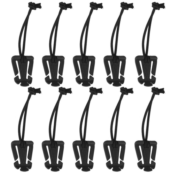 Crofta 10pcs Outdoor Molle Elastic Cord Webbing Hang Buckle Roll Clips Black