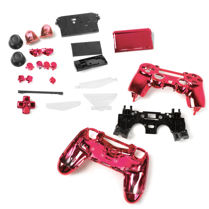 Crofta ABS Metal Full Housing Shell Case Button Kit Parts for Sony PlayStation 4 PS4 Wireless Controller Red