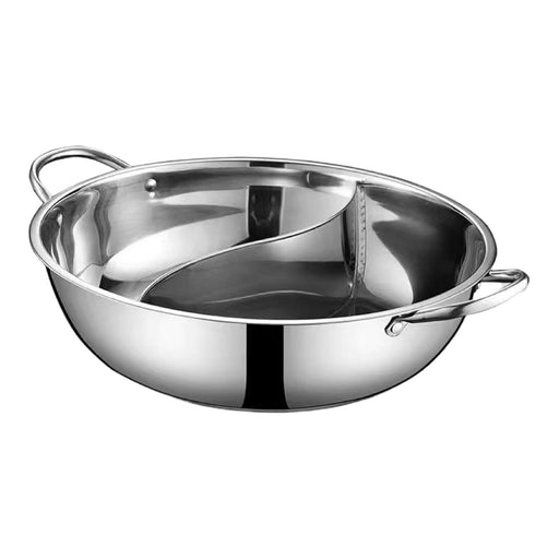 Stainless Steel Hot Pot Thickened Kitchen Cookware for Travel Picnic Camping 28cm with Divider