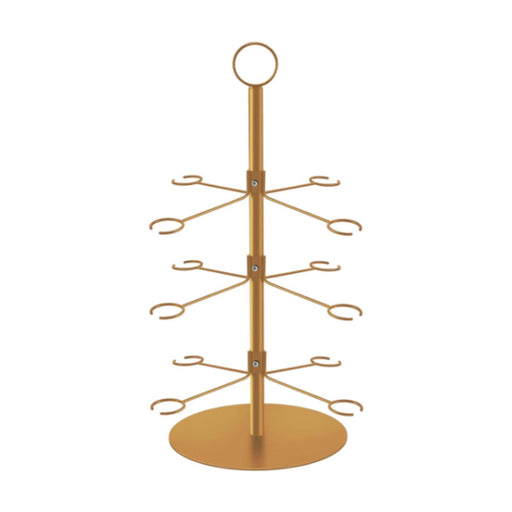 Crofta Cocktail Trees Stand 3 Tier 12 Holders for Wine Cabinet Kitchen Home Storage gold