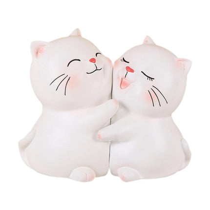 Crofta 2 Pieces Cat Statues Bookends Resin Decorative Figurines for Bedroom Cabinet White