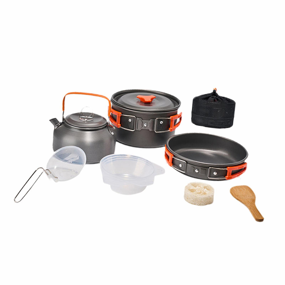 Crofta 10Pcs Camping Cookware Set Cooking Utensils Set for Trekking BBQ Backpacking orange