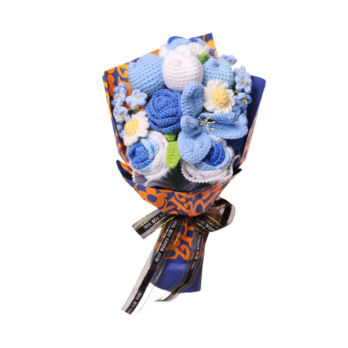 Crofta 14inch Crochet Flowers Knitted Bouquet Artificial for Best Friend Girlfriend Style B