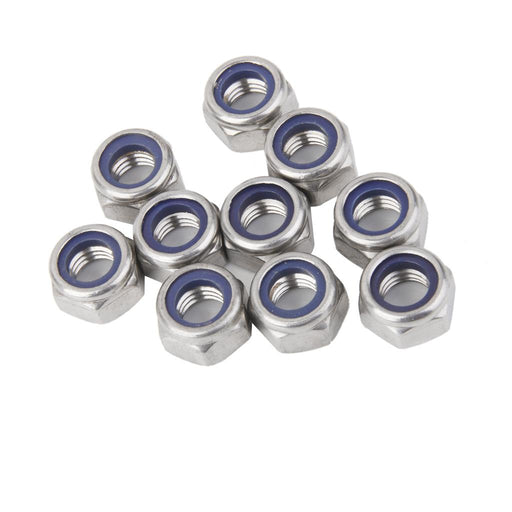 Crofta 10Pcs M12 Stainless Steel A2 Nylon Collar Insert Self-lock Nuts Bolts Screws