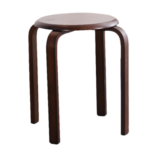 Solid Wood Round Stool Modern Stacking Stool for Living Room Farmhouse Decor Walnut