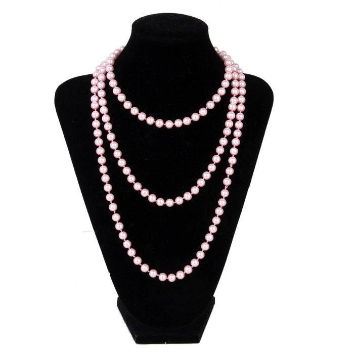 Crofta 1.5m 9mm Glass Imitation Pearl Beads Long Necklace Sweater Chain Wedding Xmas Victoria