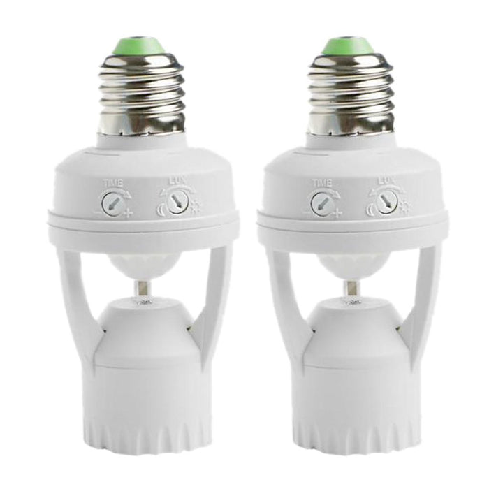 Crofta 2 Piece Infrared Motion Sensor Detector Lamp Bulb Holder LED Light Bulb Stand Base Socket E27