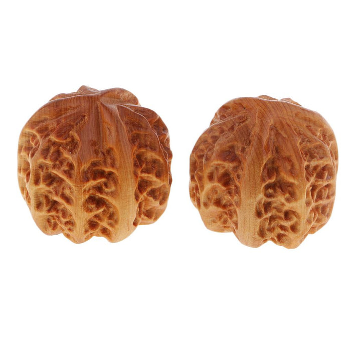 Crofta 1 Pair Handcraft Craft Wooden Pecan Walnut Sculpture Home Desktop Ornaments