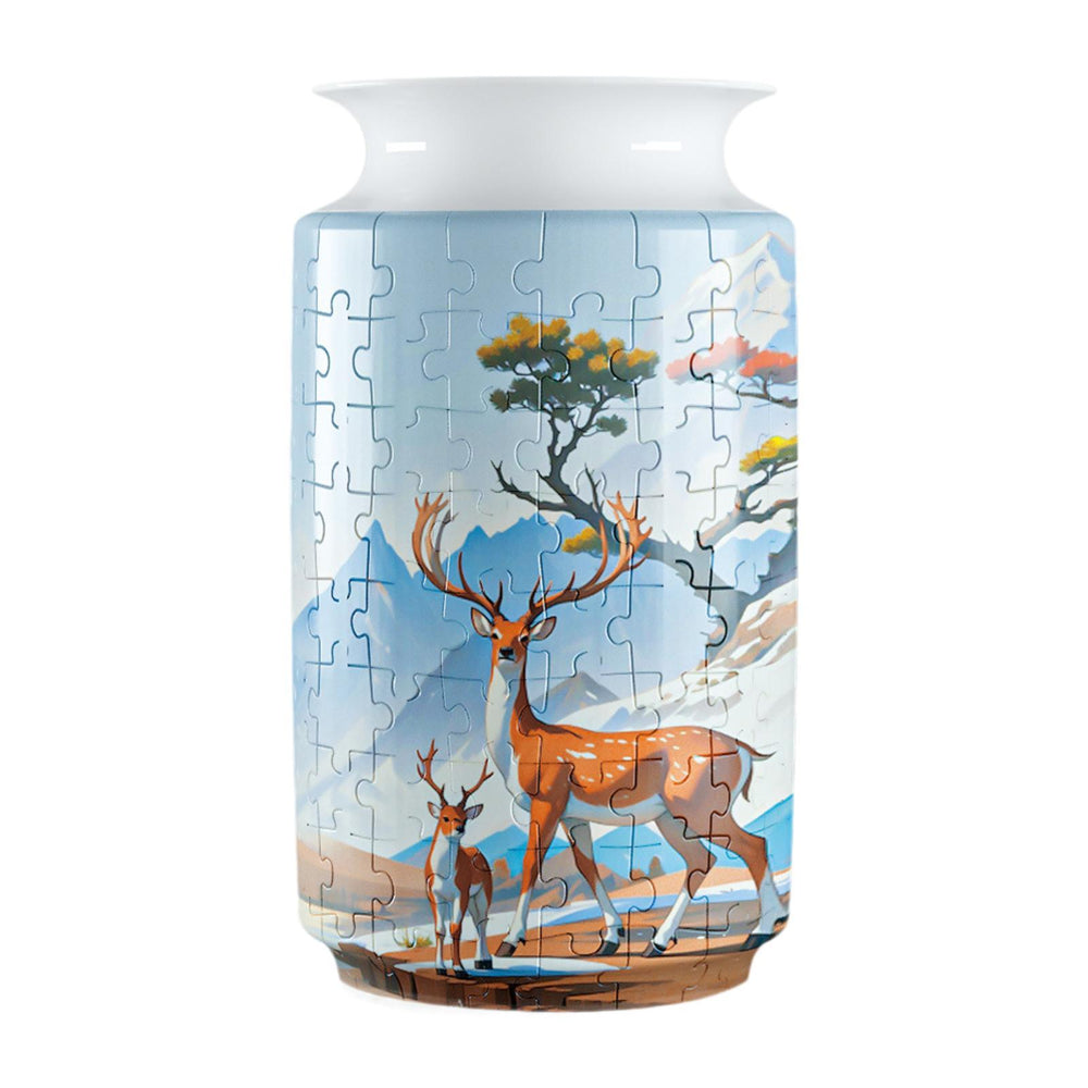 Crofta 3D Puzzle Vase Ideal Gift Unique Flower Vase for Friends Thanksgiving Adults Deer