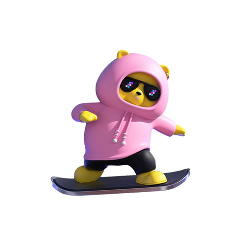 Cute Skateboard Bear Decoration for Car Gift for Drivers Sculpture Accessory pink