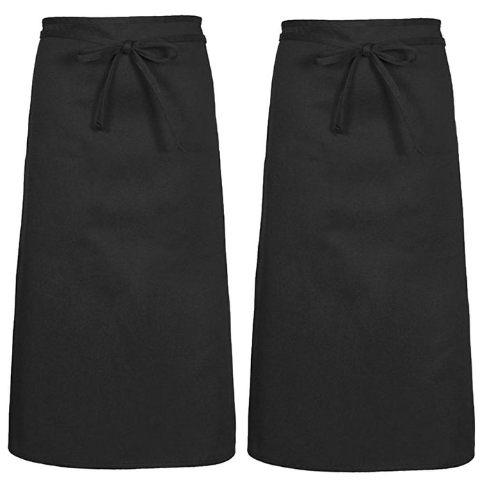 Crofta 2 Piece Men Women Black Restaurant Chef Half Apron Waist Apron