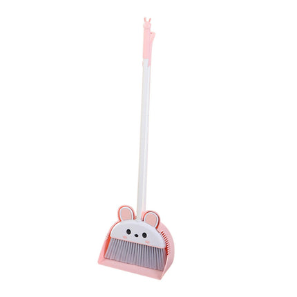 Dustpan Broom Combo Set Sweeping Broom Floor Cleaning Set for Outdoor Toilet Pink