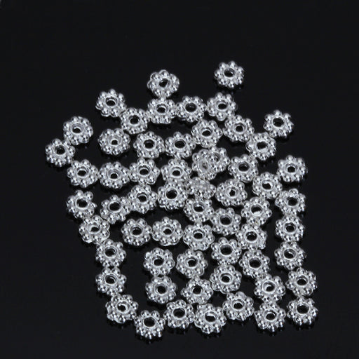 Crofta 100pcs Silver Daisy Flower Spacer Beads 4mm