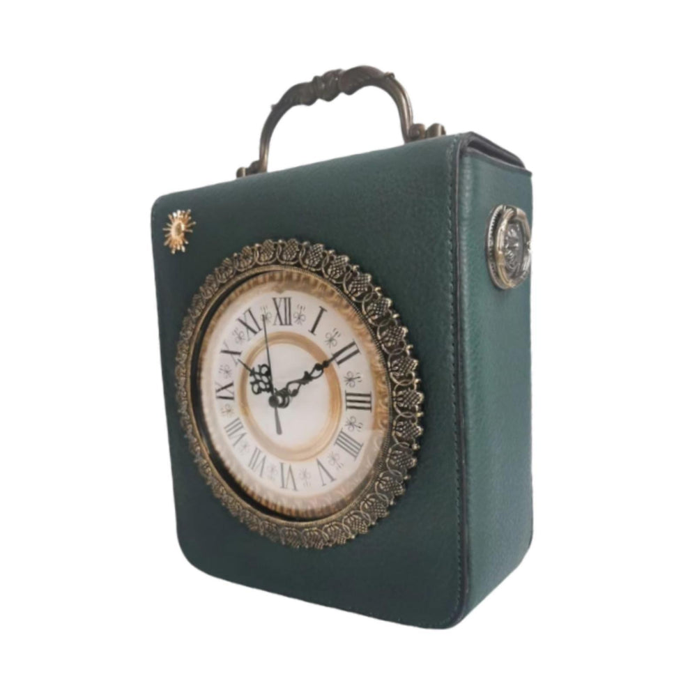 Crofta Womens Leather Shoulder Bag Retro Clock Shaped Bag Lightweight Crossbody Bag Green