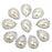 Crofta 10pcs Teardrop Crystal Beige Faux Pearl Button Flatback Embellishment 20mm x 25mm