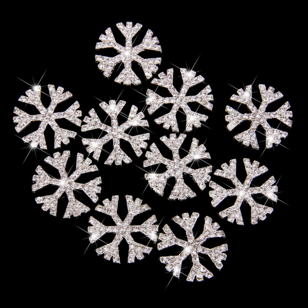 10x Metal snowflakes Rhinestone Flat Back Cabochons for Phone Case DIY Craft